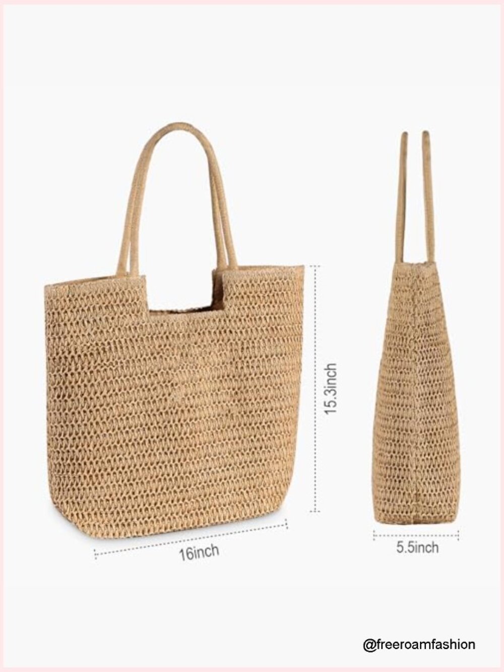 Women Straw Beach Tote Bag Large Woven Hobo Summer Shoulder Handbag - Picture 4 of 7